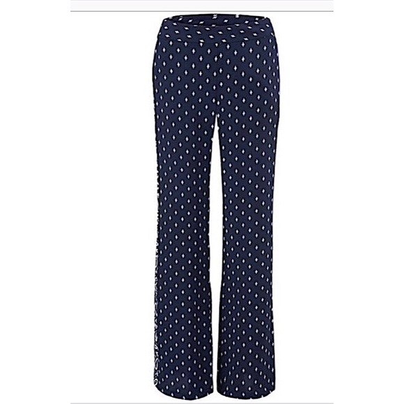 CABI | Track Star Wide Leg Navy Print Pants 8 - Picture 4 of 8